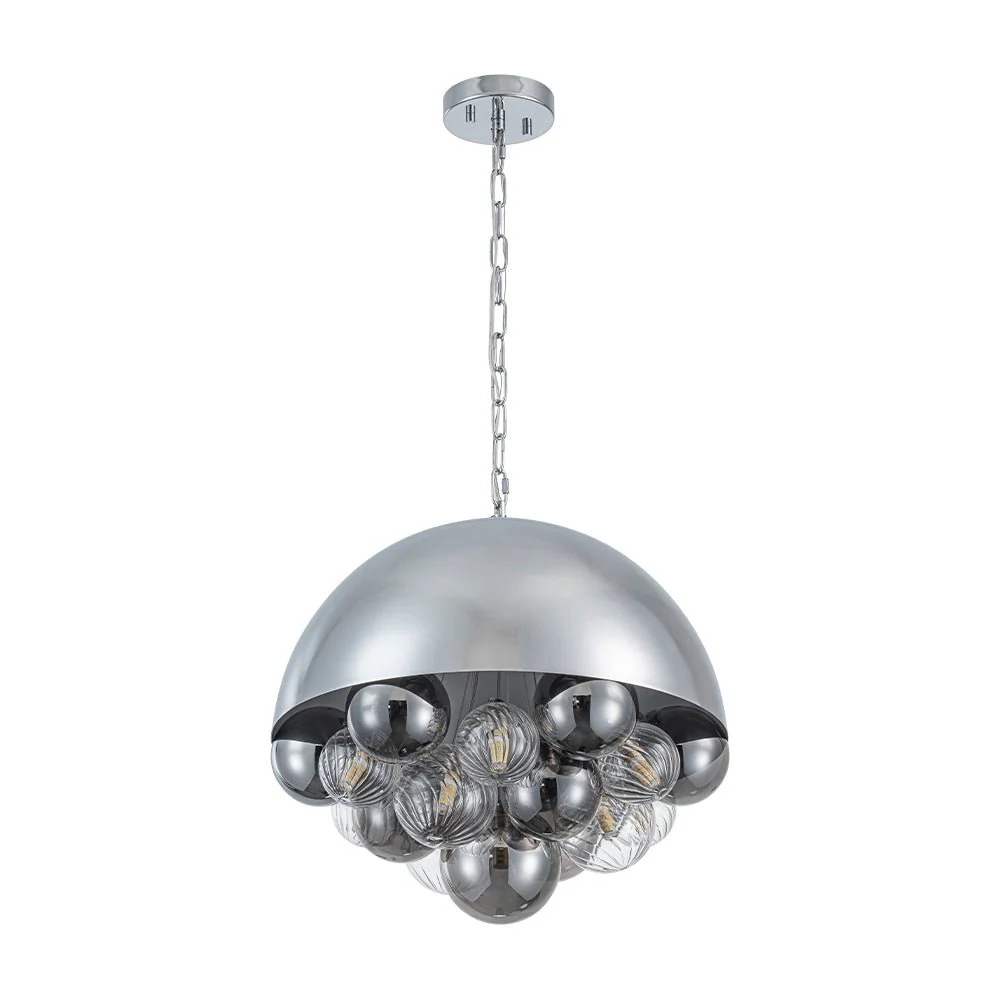 Designer Cluster Glass Globe Metal Dome Pendant Light - Image 22