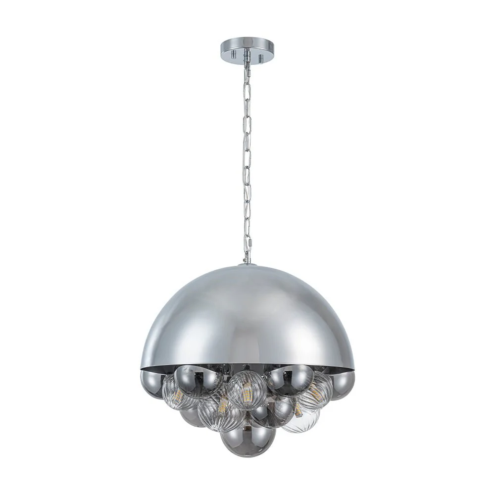 Designer Cluster Glass Globe Metal Dome Pendant Light - Image 23