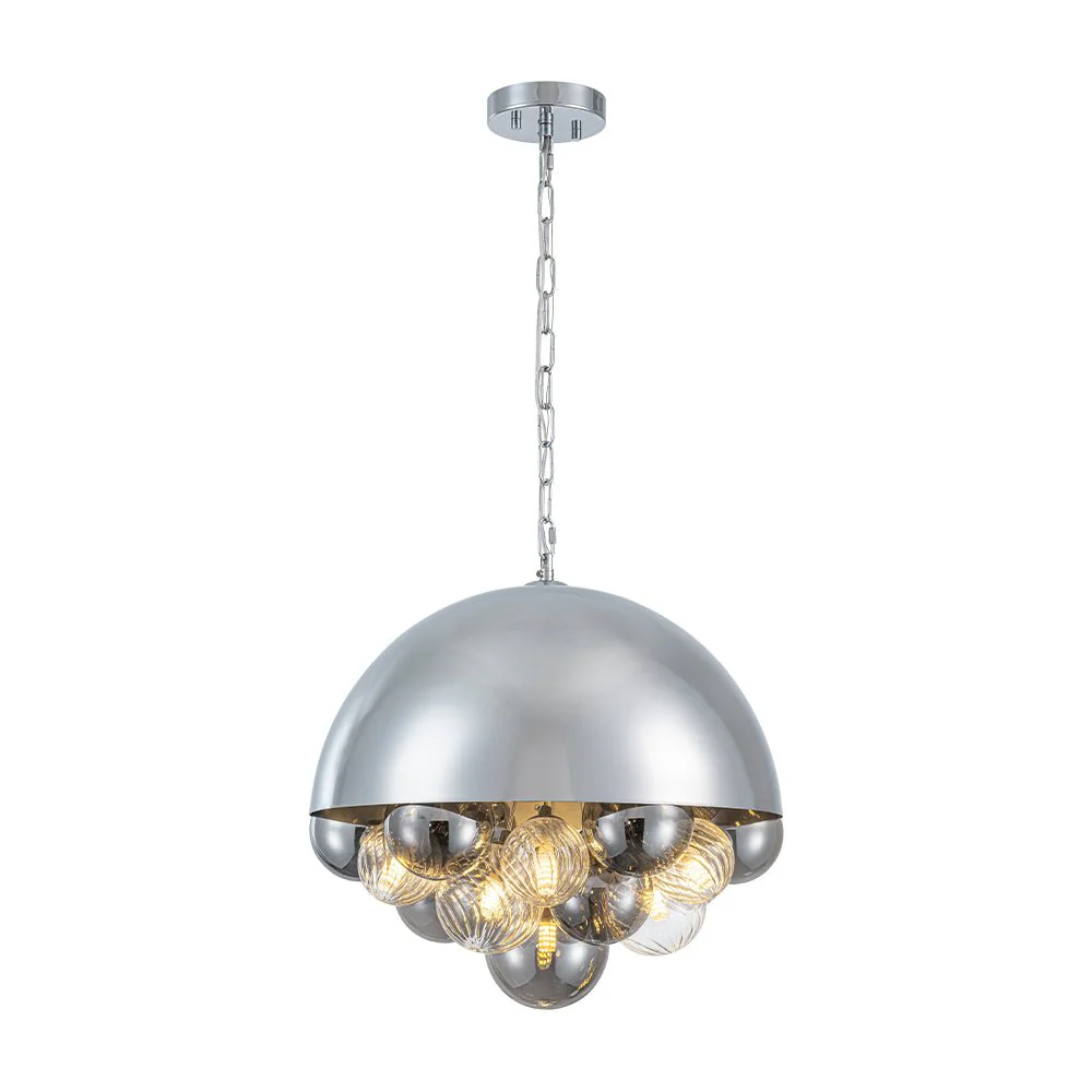 Designer Cluster Glass Globe Metal Dome Pendant Light - Image 24