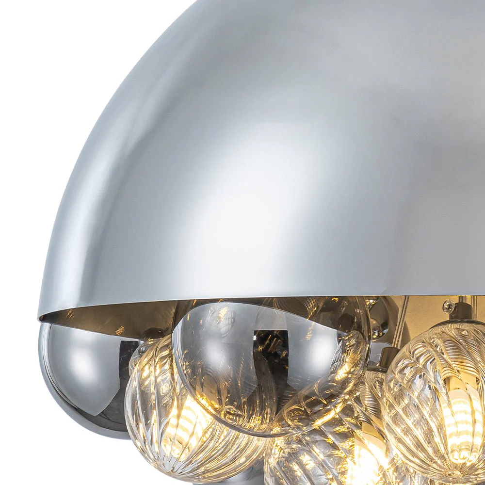 Designer Cluster Glass Globe Metal Dome Pendant Light - Image 27