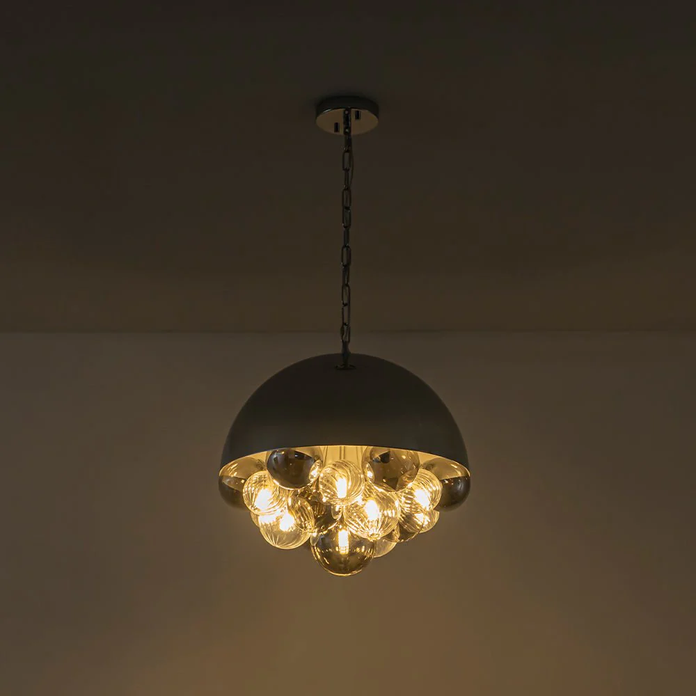 Designer Cluster Glass Globe Metal Dome Pendant Light - Image 29