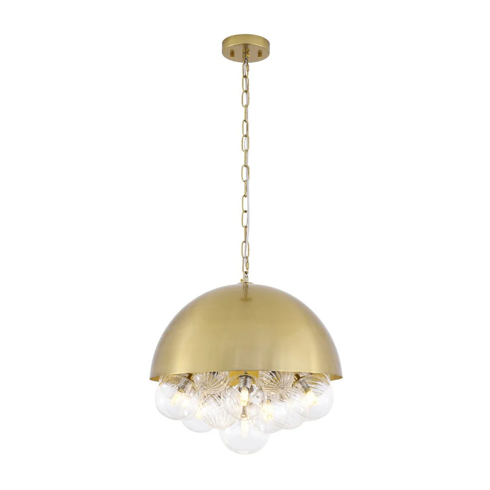 Designer Cluster Glass Globe Metal Dome Pendant Light - Image 5