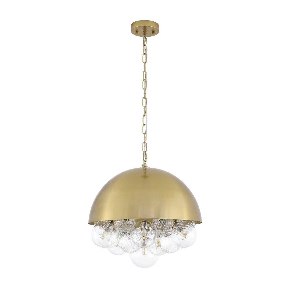 Designer Cluster Glass Globe Metal Dome Pendant Light - Image 6