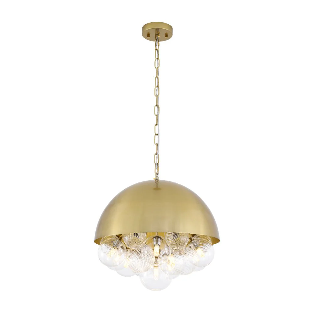 Designer Cluster Glass Globe Metal Dome Pendant Light - Image 7