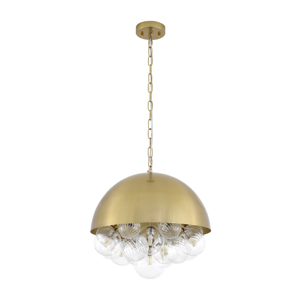 Designer Cluster Glass Globe Metal Dome Pendant Light - Image 8