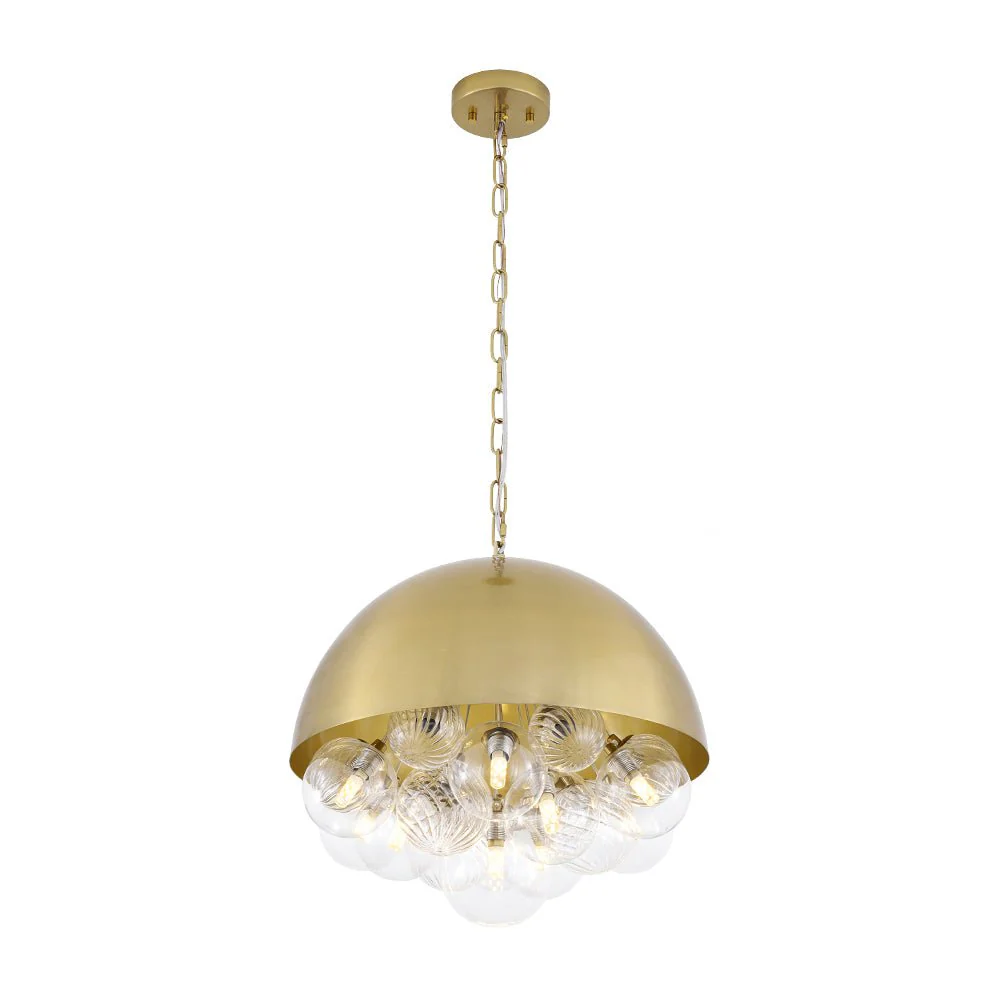 Designer Cluster Glass Globe Metal Dome Pendant Light - Image 9