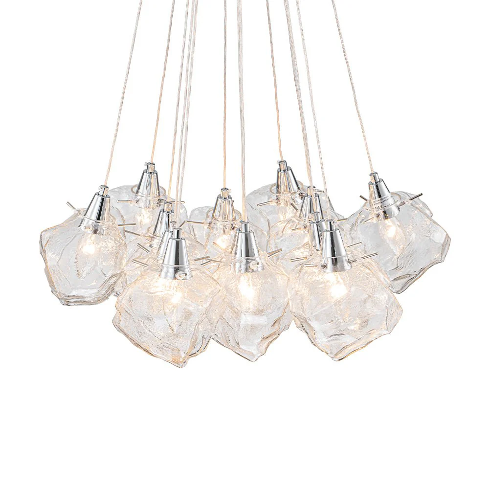 Dimmable 13-Light Frozen Glass Ice Style Cluster Chandelier - Image 10