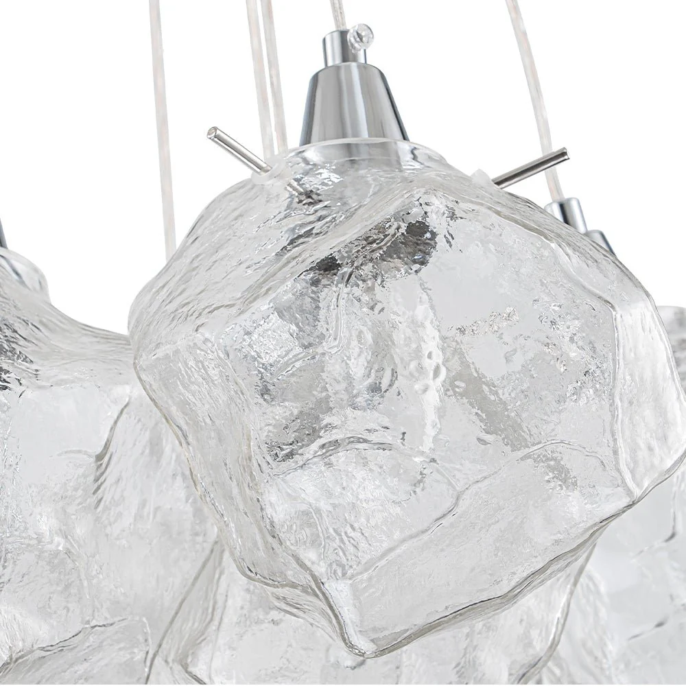 Dimmable 13-Light Frozen Glass Ice Style Cluster Chandelier - Image 12