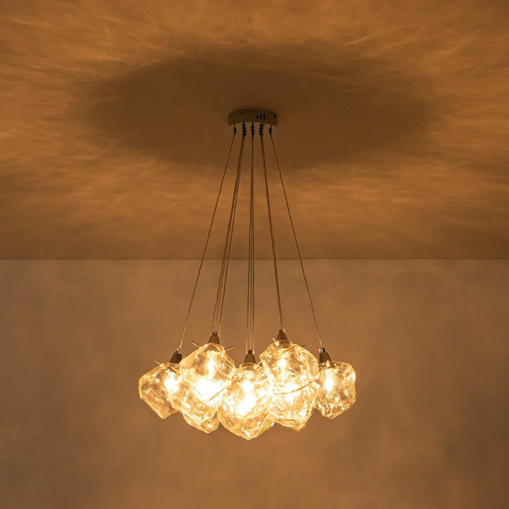Dimmable 13-Light Frozen Glass Ice Style Cluster Chandelier - Image 14