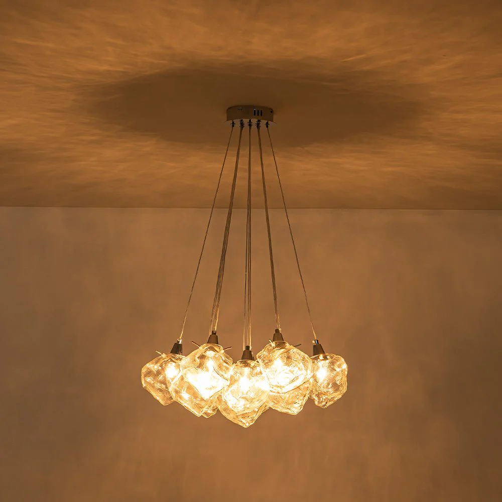 Dimmable 13-Light Frozen Glass Ice Style Cluster Chandelier - Image 15