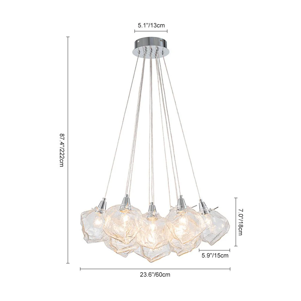 Dimmable 13-Light Frozen Glass Ice Style Cluster Chandelier - Image 16