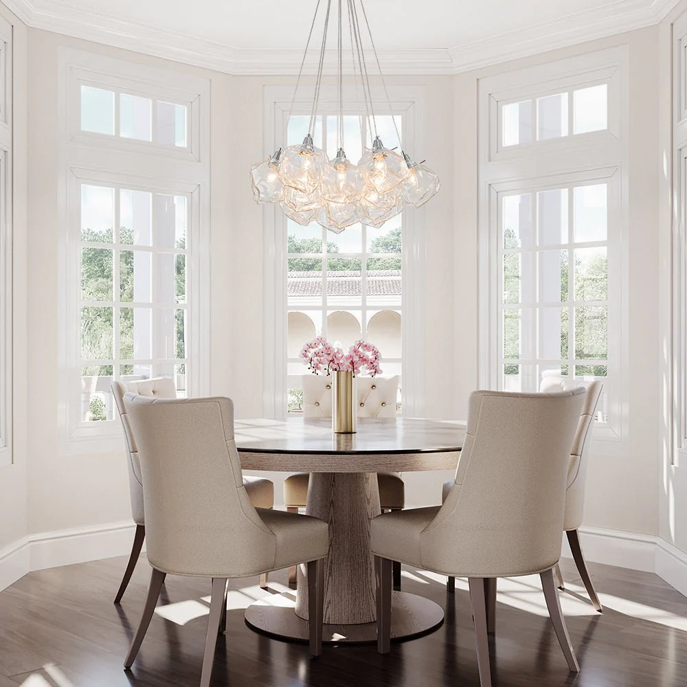 Dimmable 13-Light Frozen Glass Ice Style Cluster Chandelier - Image 2