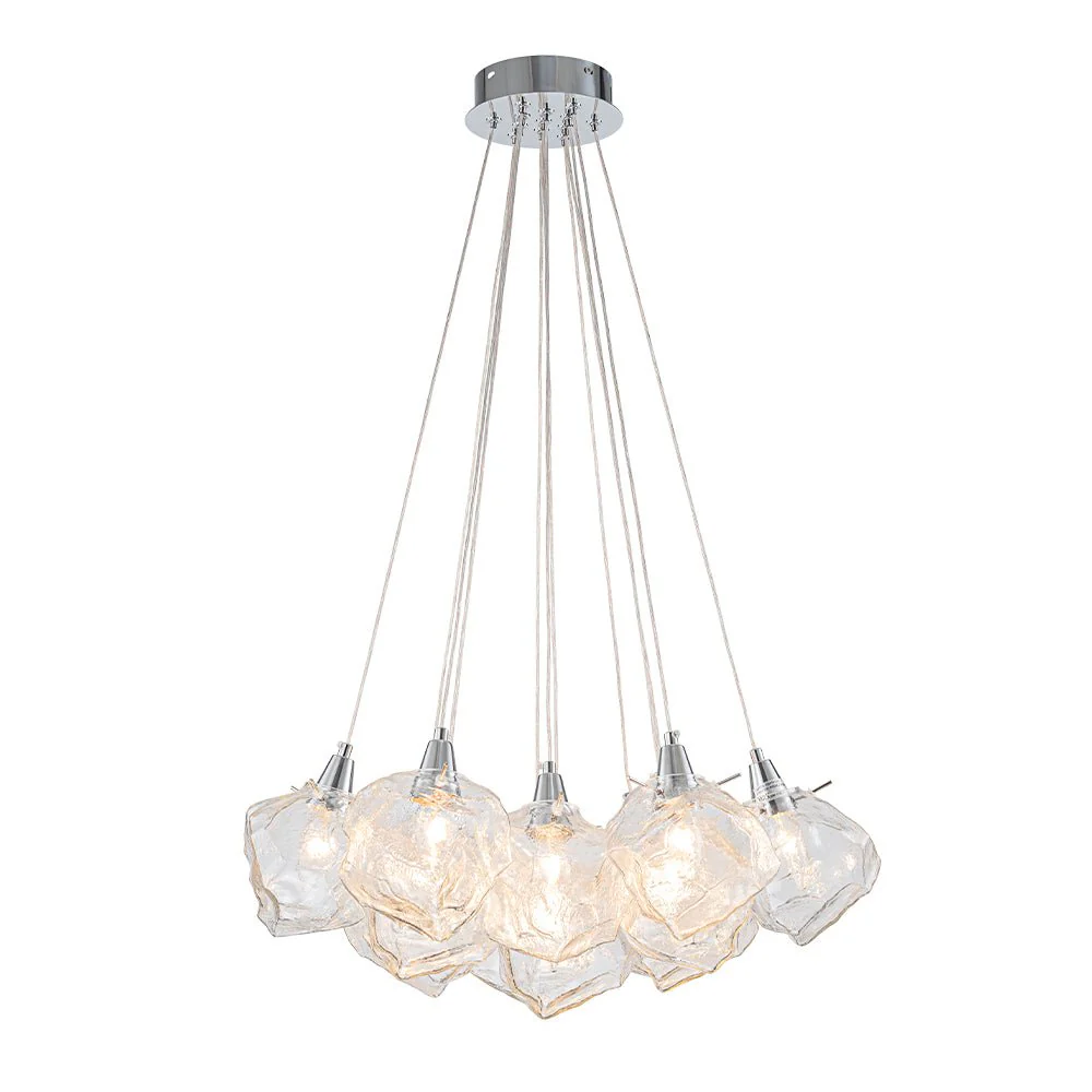 Dimmable 13-Light Frozen Glass Ice Style Cluster Chandelier - Image 3