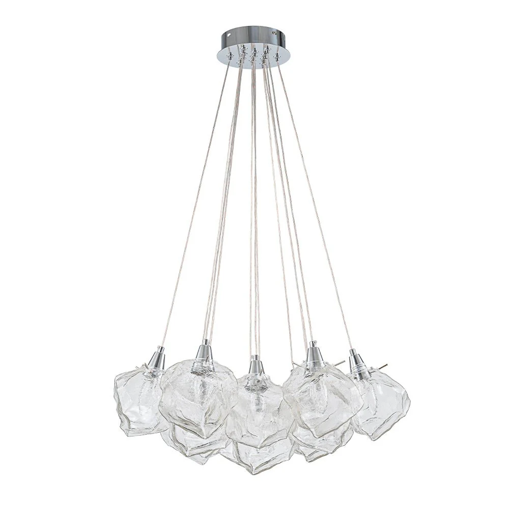 Dimmable 13-Light Frozen Glass Ice Style Cluster Chandelier - Image 4