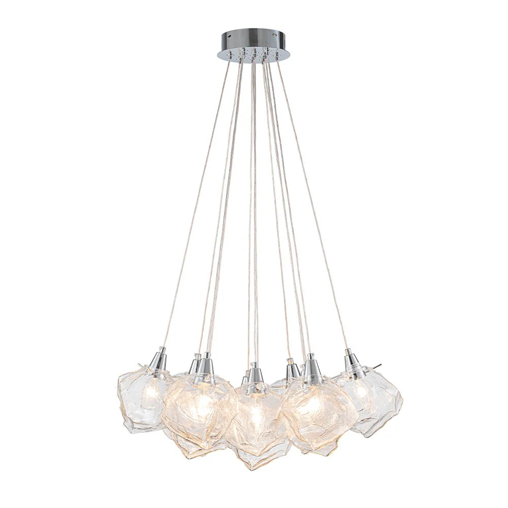 Dimmable 13-Light Frozen Glass Ice Style Cluster Chandelier - Image 5