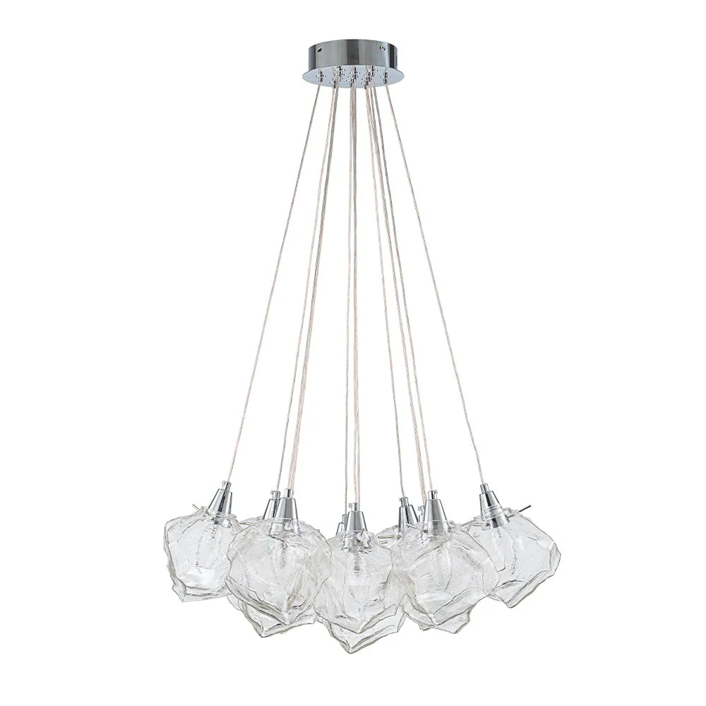 Dimmable 13-Light Frozen Glass Ice Style Cluster Chandelier - Image 6