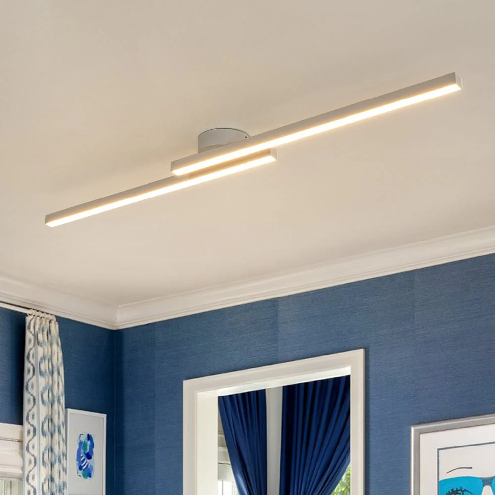 Dimmable 2-Light Long Strip Linear LED Flush Mount - Image 5
