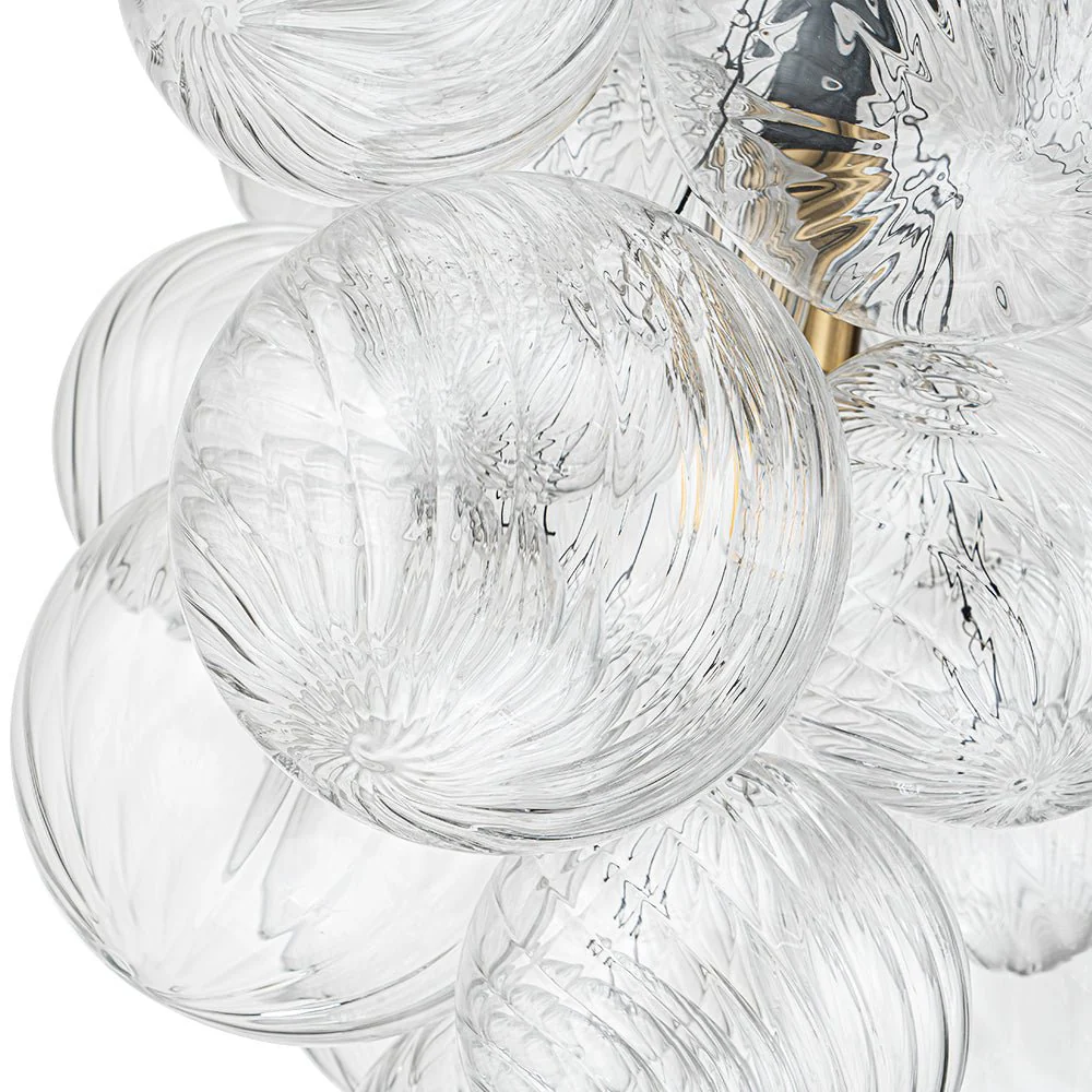 Dimmable Cluster Ribbed Glass Bubble Chandelier Pendant Light - Image 11