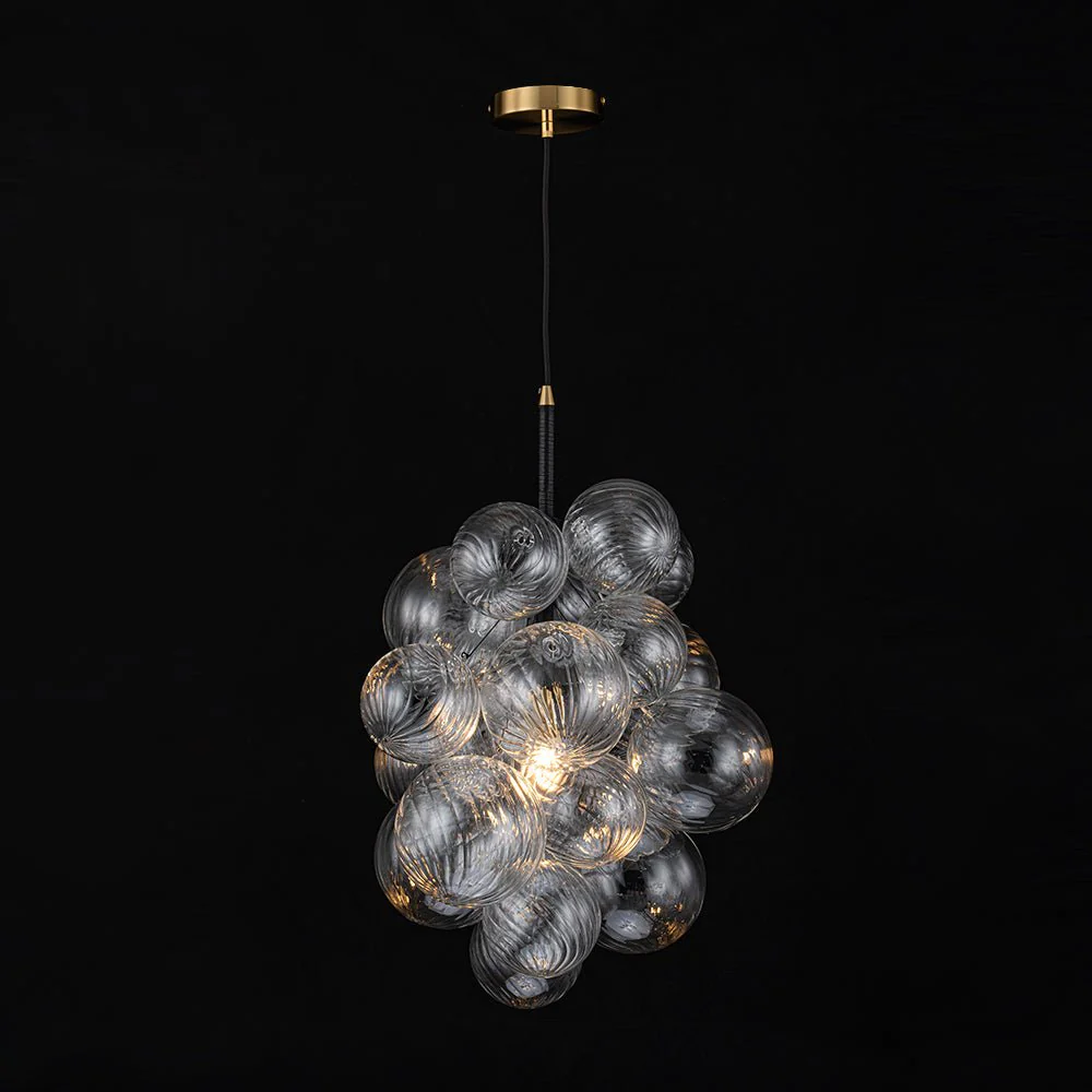 Dimmable Cluster Ribbed Glass Bubble Chandelier Pendant Light - Image 3