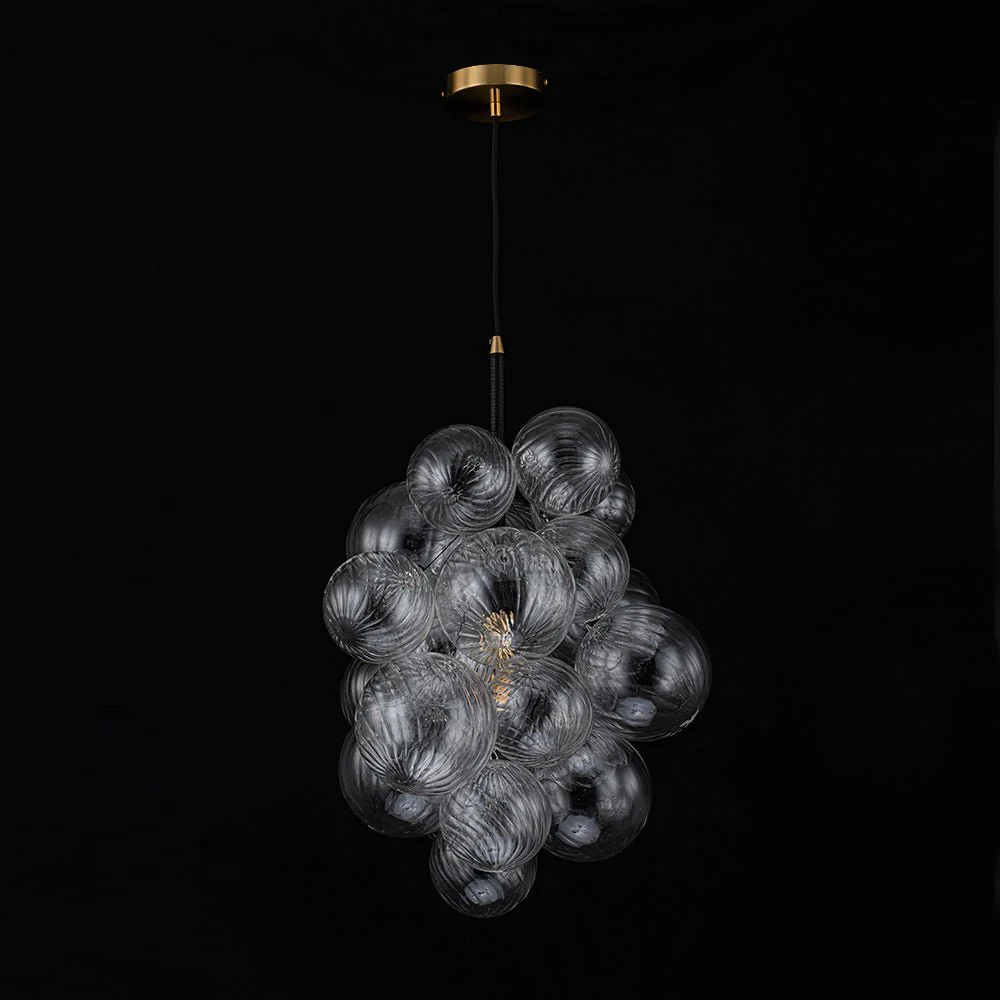 Dimmable Cluster Ribbed Glass Bubble Chandelier Pendant Light - Image 4