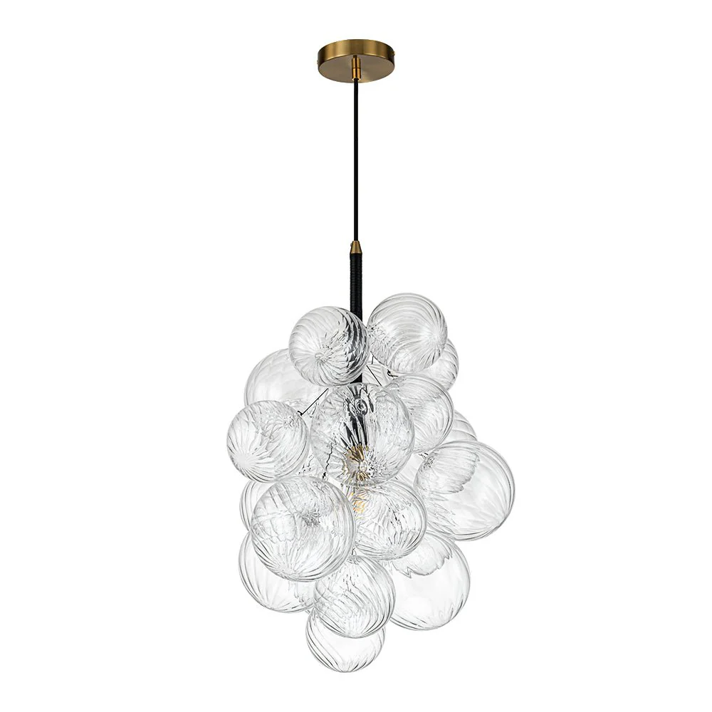 Dimmable Cluster Ribbed Glass Bubble Chandelier Pendant Light - Image 6