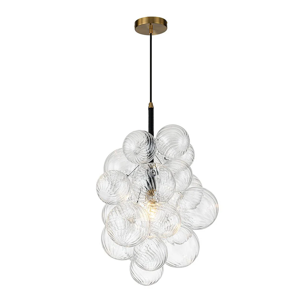 Dimmable Cluster Ribbed Glass Bubble Chandelier Pendant Light - Image 7