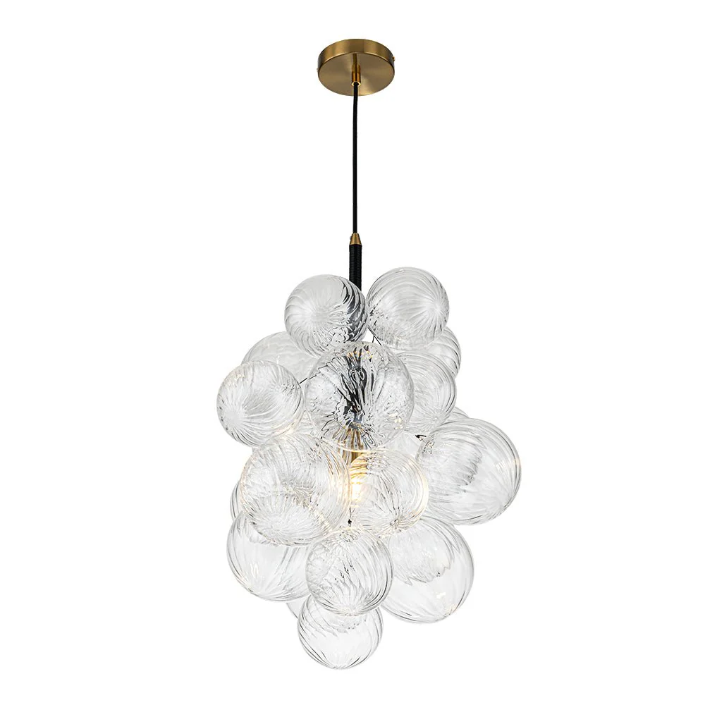 Dimmable Cluster Ribbed Glass Bubble Chandelier Pendant Light - Image 8
