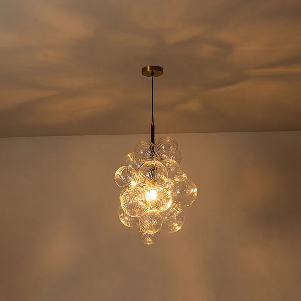 Dimmable Cluster Ribbed Glass Bubble Chandelier Pendant Light - Image 9
