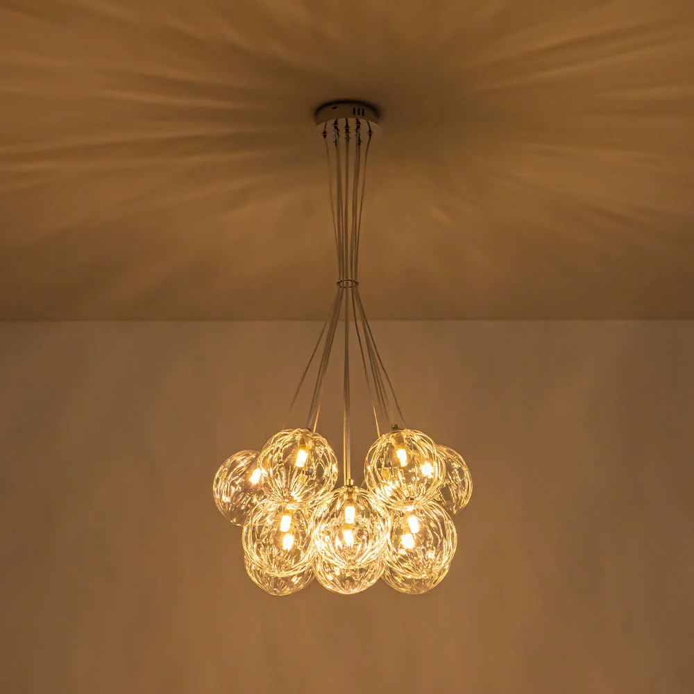 Dimmable Cluster Sculpture Texture Glass Globe Bubble Chandelier - Image 3