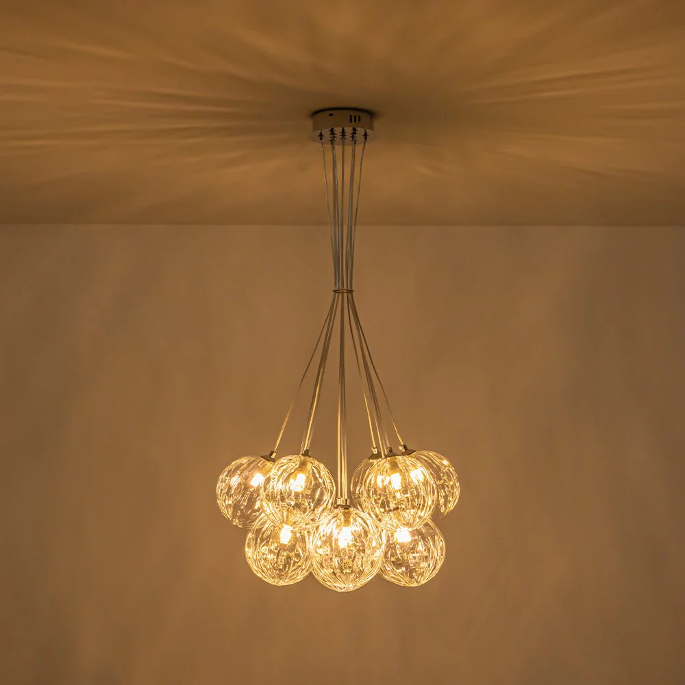 Dimmable Cluster Sculpture Texture Glass Globe Bubble Chandelier - Image 4