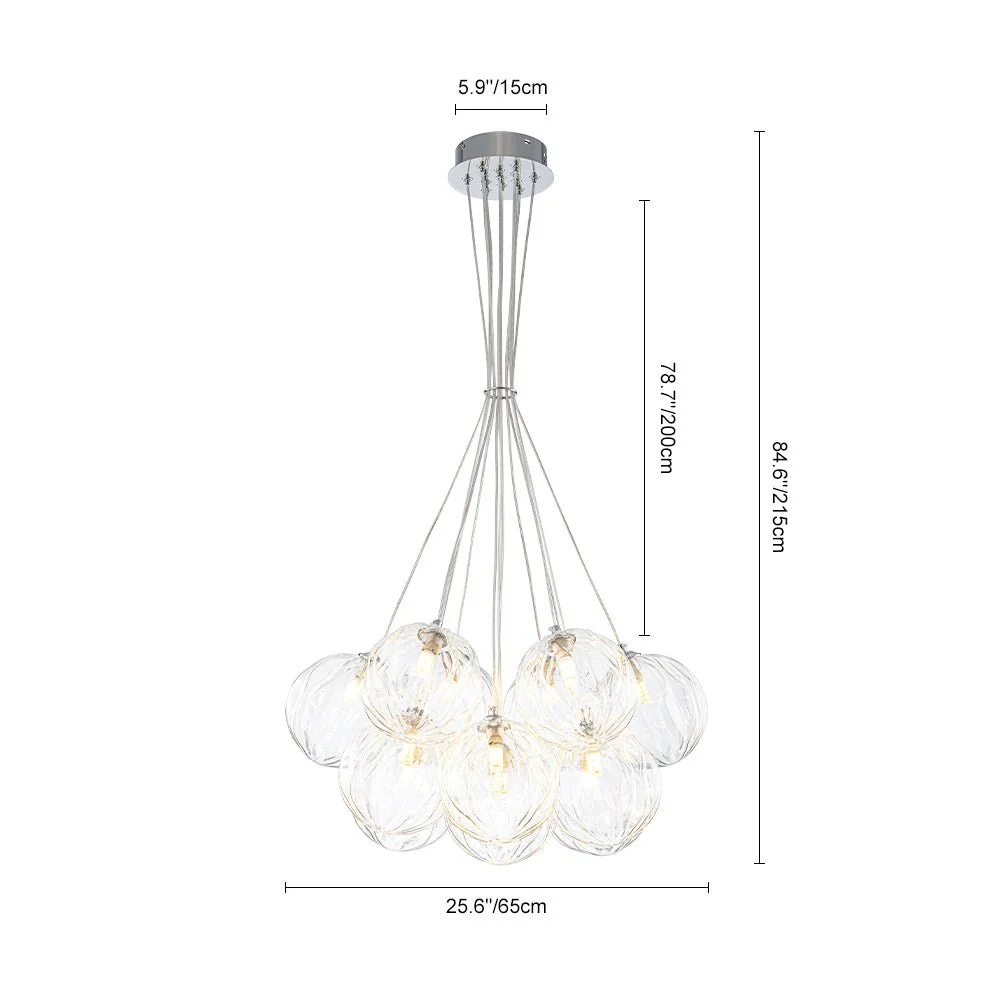 Dimmable Cluster Sculpture Texture Glass Globe Bubble Chandelier - Image 5