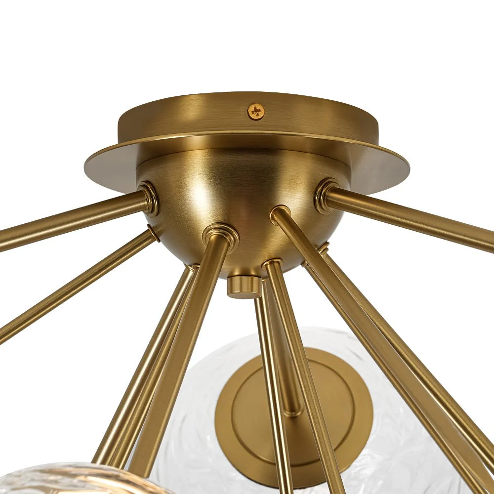 Dimmable LED 6-Light Ripple Glass Sputnik Semi Flush Chandelier - Image 10