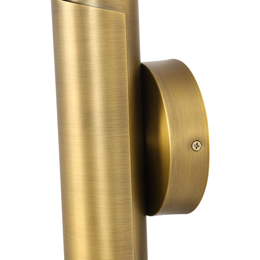 Dimmable LED Aged Brass Up Down Metal Tube Wall Sconce - Image 10