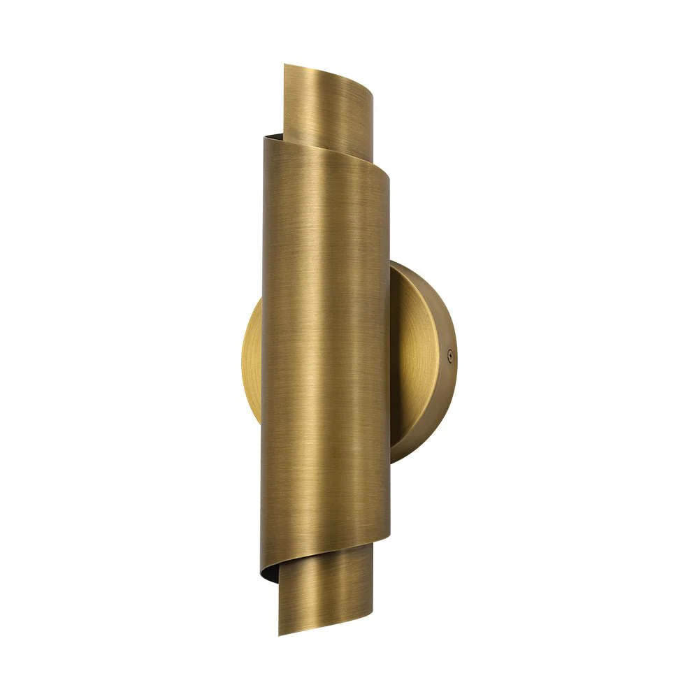 Dimmable LED Aged Brass Up Down Metal Tube Wall Sconce - Image 4