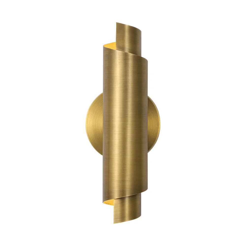 Dimmable LED Aged Brass Up Down Metal Tube Wall Sconce - Image 5