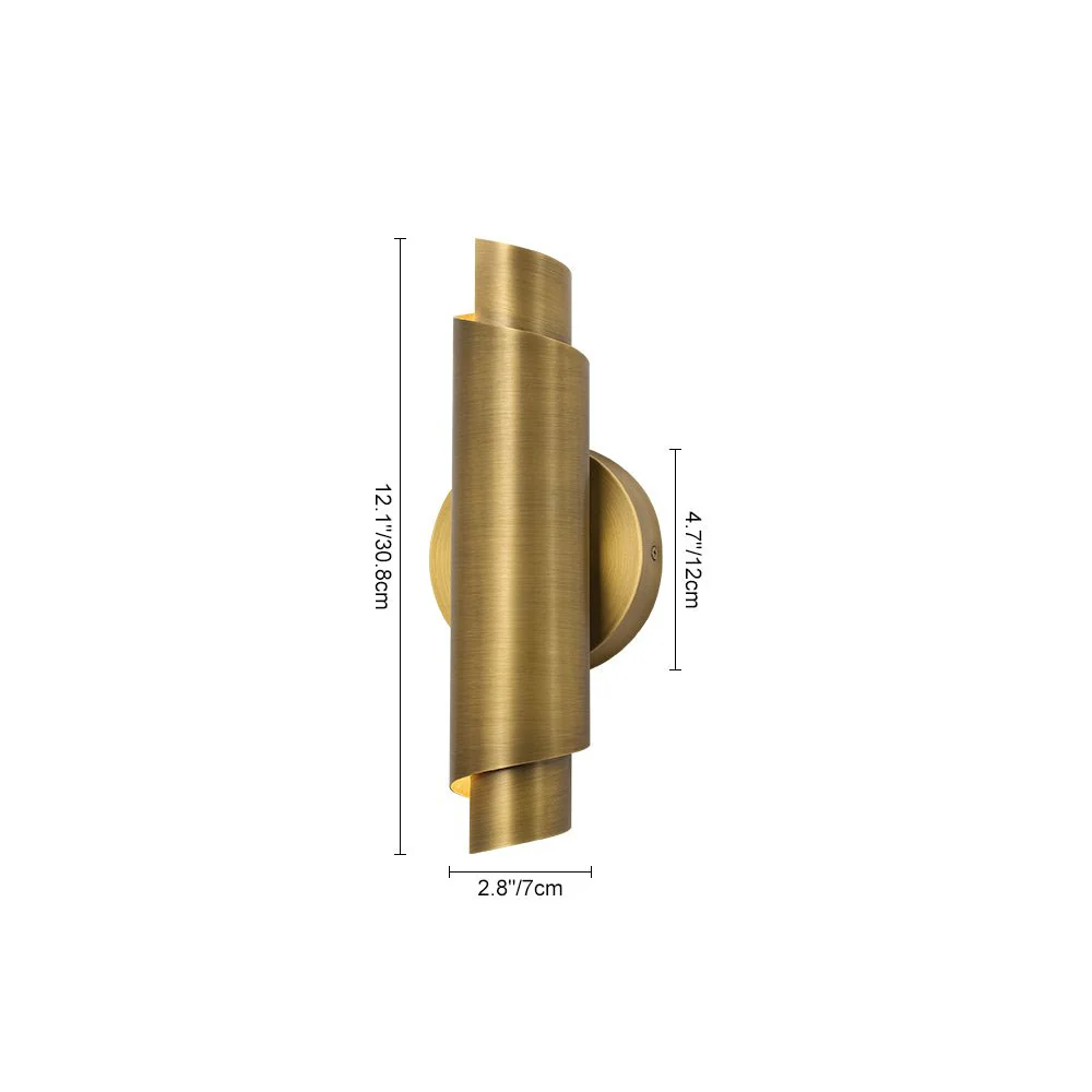 Dimmable LED Aged Brass Up Down Metal Tube Wall Sconce - Image 9
