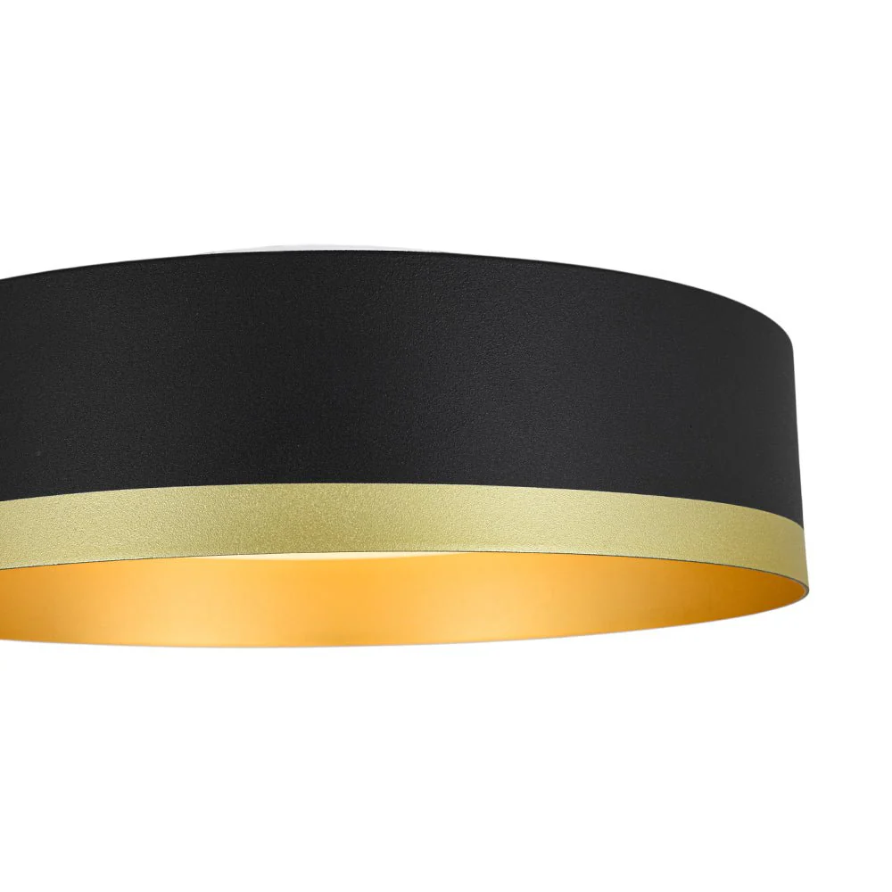 Dimmable LED Black Gold Iron Milky Glass Drum Flush Mount - Image 11
