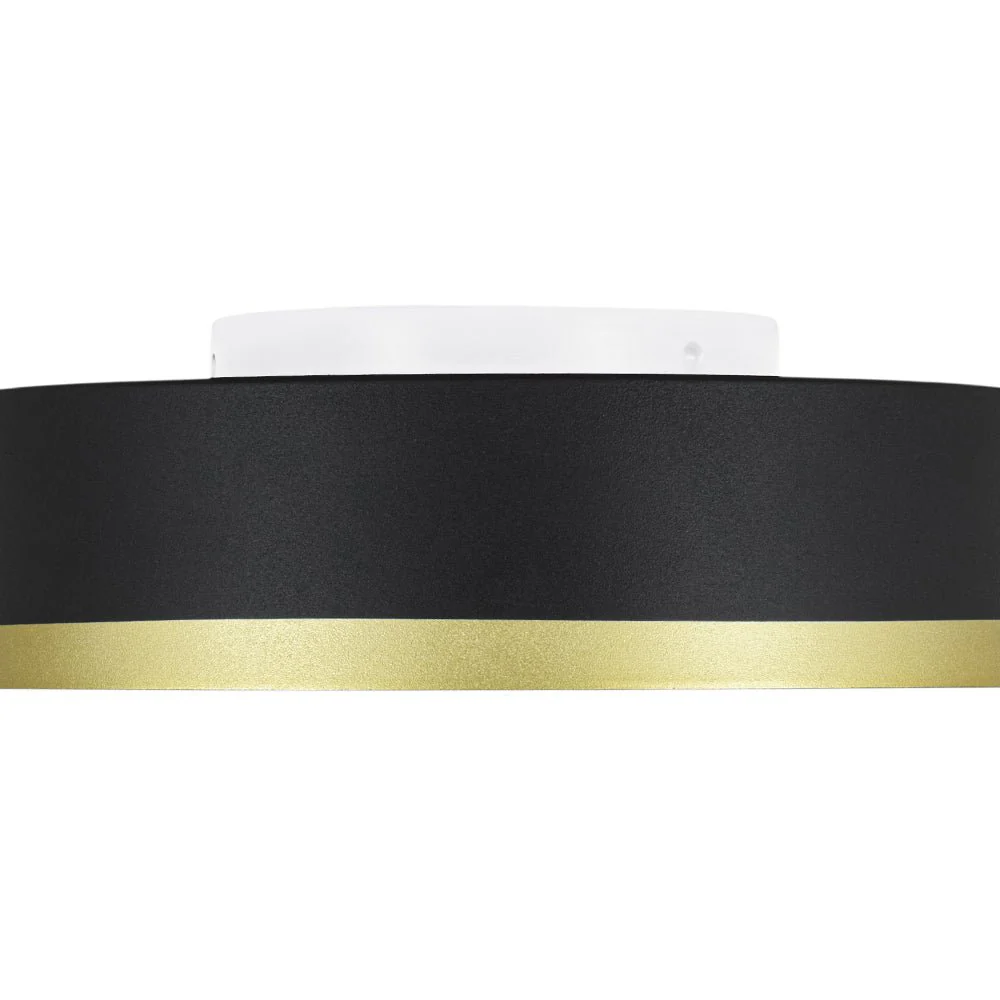Dimmable LED Black Gold Iron Milky Glass Drum Flush Mount - Image 12