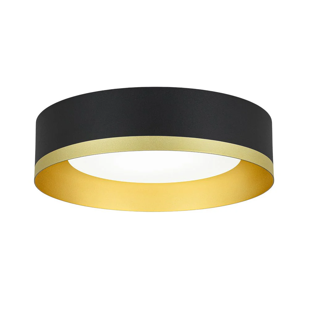 Dimmable LED Black Gold Iron Milky Glass Drum Flush Mount - Image 6