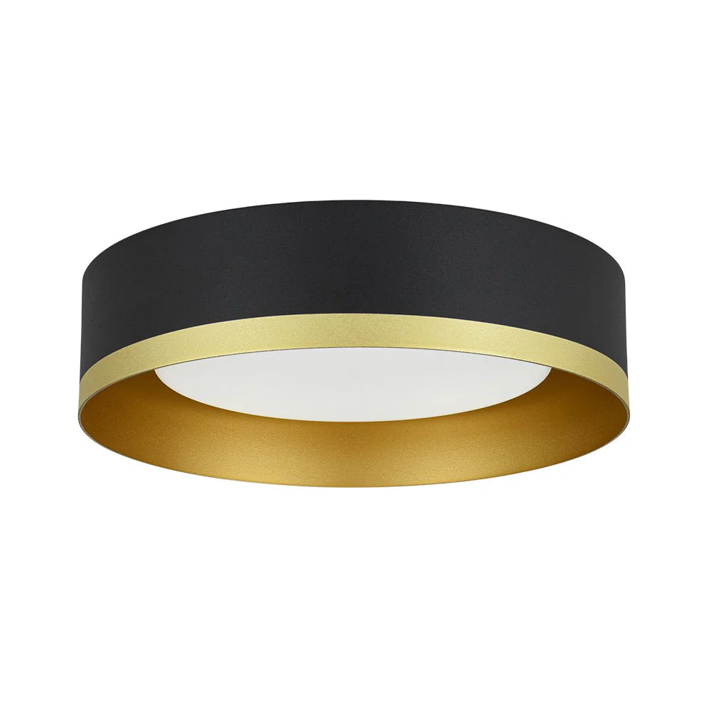 Dimmable LED Black Gold Iron Milky Glass Drum Flush Mount - Image 7