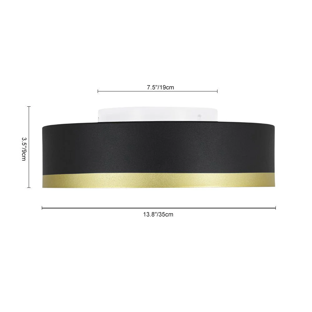 Dimmable LED Black Gold Iron Milky Glass Drum Flush Mount - Image 8