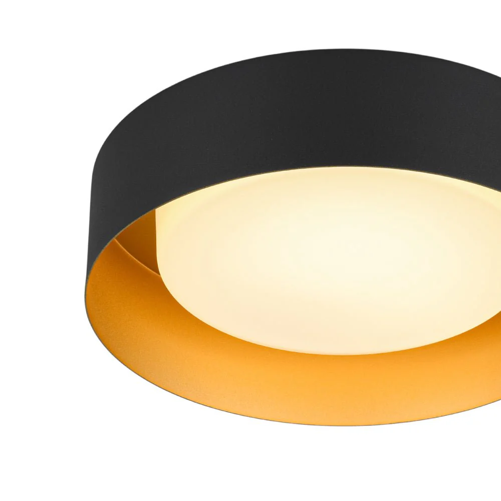 Dimmable LED Black Iron Milky Glass Round Drum Ceiling Light - Image 11