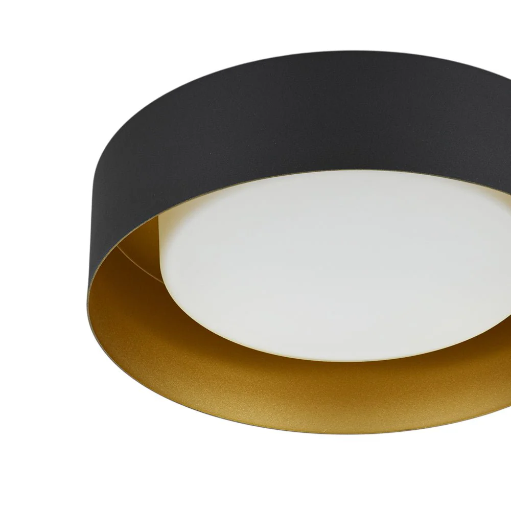 Dimmable LED Black Iron Milky Glass Round Drum Ceiling Light - Image 12