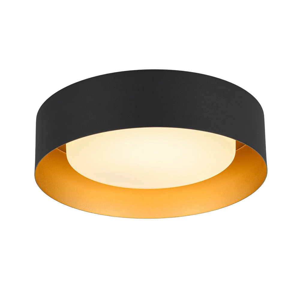 Dimmable LED Black Iron Milky Glass Round Drum Ceiling Light - Image 6