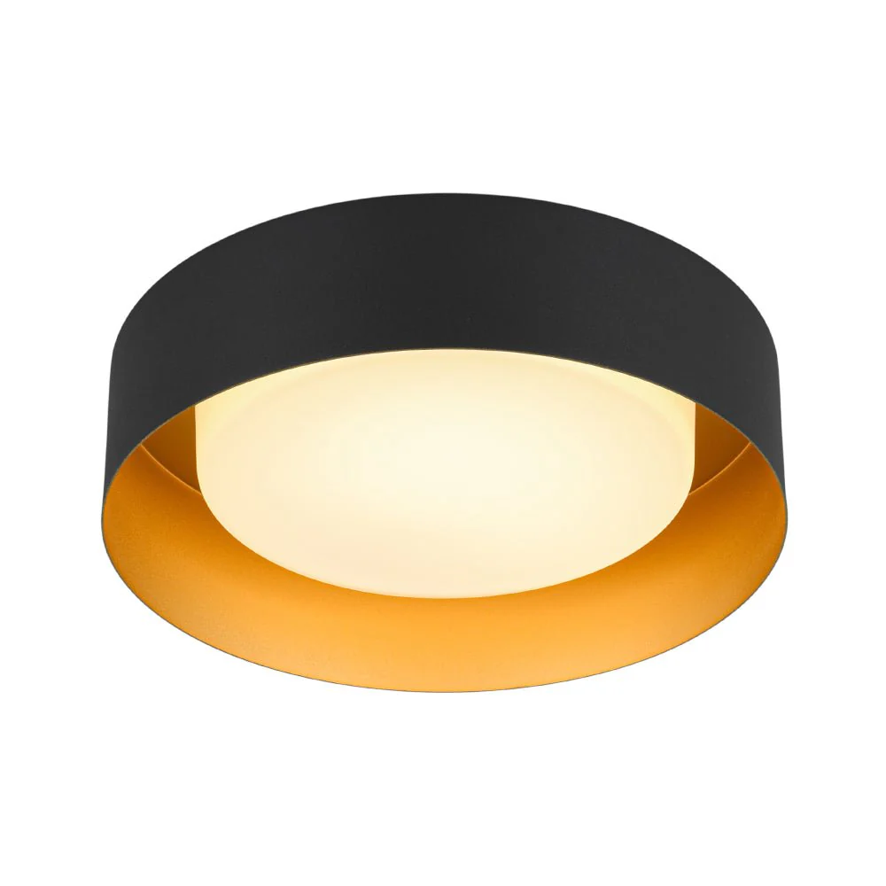 Dimmable LED Black Iron Milky Glass Round Drum Ceiling Light - Image 7