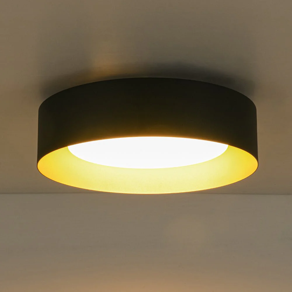 Dimmable LED Black Iron Milky Glass Round Drum Ceiling Light - Image 8