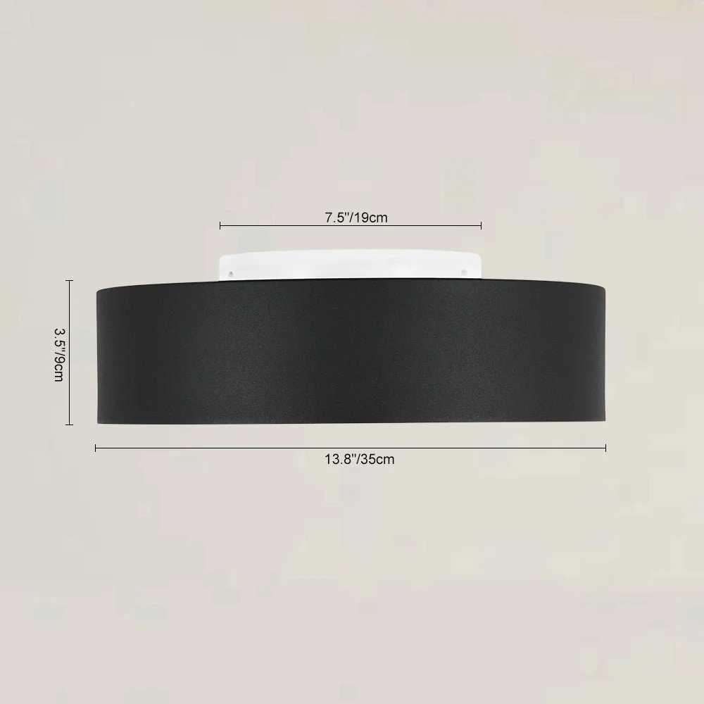 Dimmable LED Black Iron Milky Glass Round Drum Ceiling Light - Image 9
