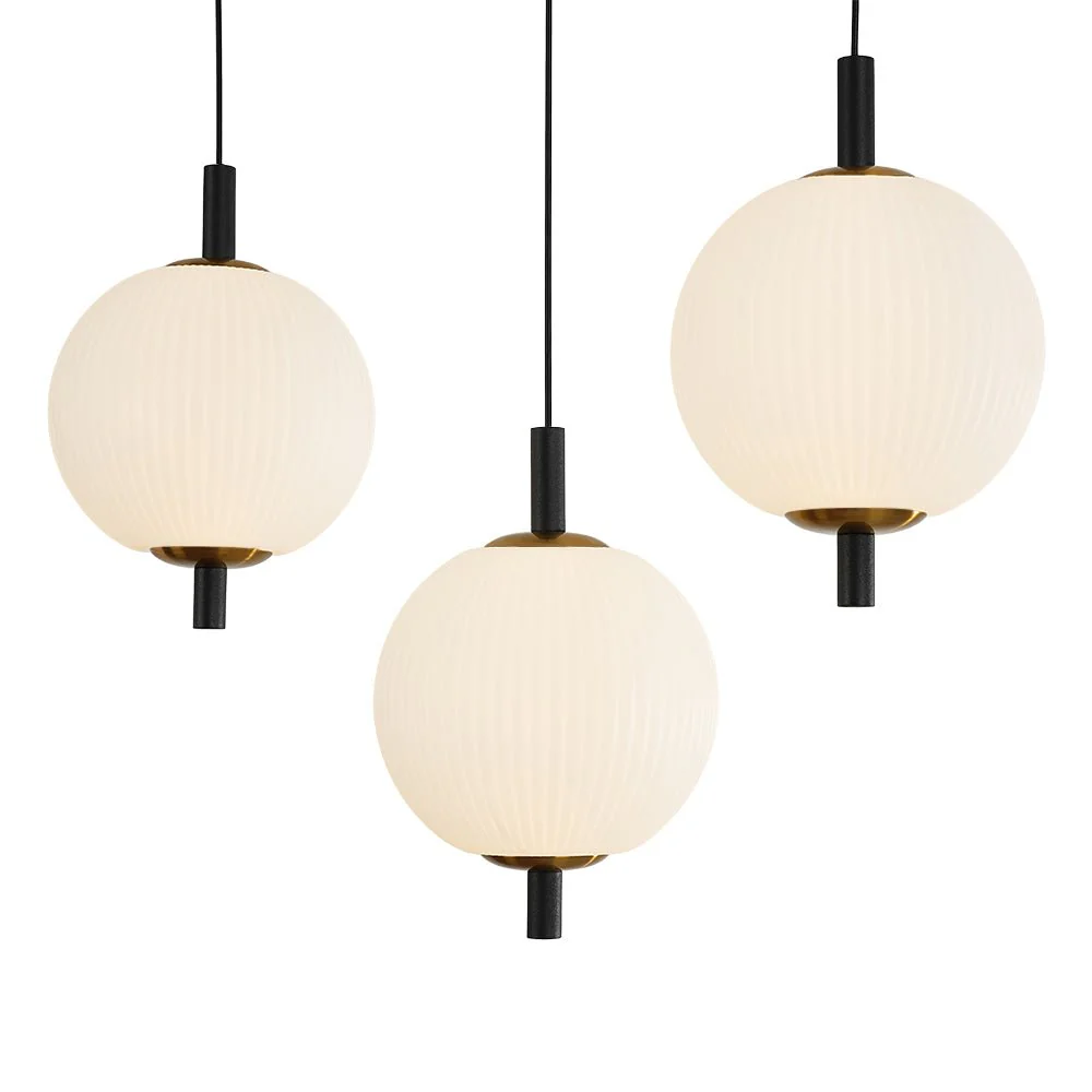 Dimmable LED Frosted Ribbed Glass Globe 5-Light Linear Island Pendant - Image 10