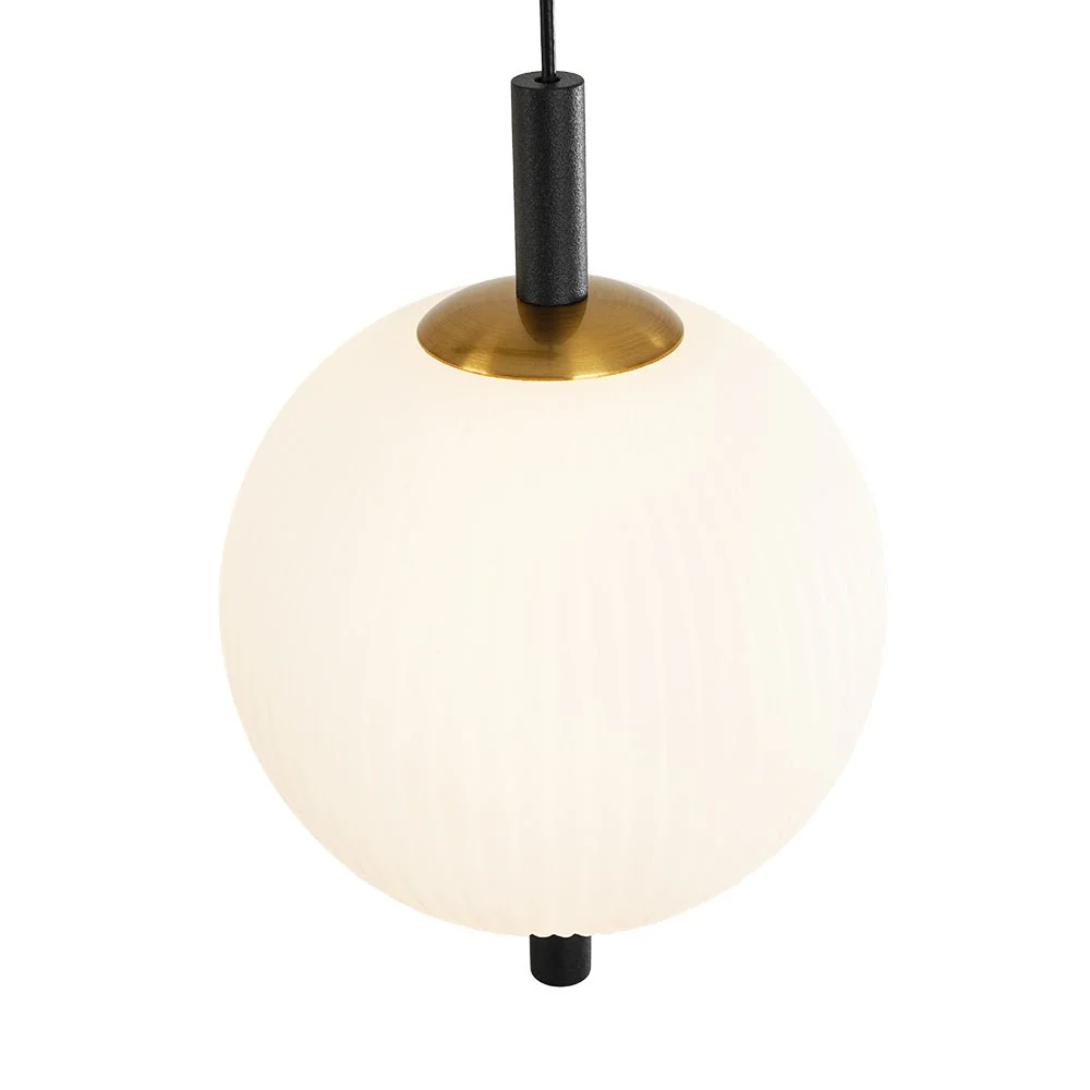 Dimmable LED Frosted Ribbed Glass Globe 5-Light Linear Island Pendant - Image 12