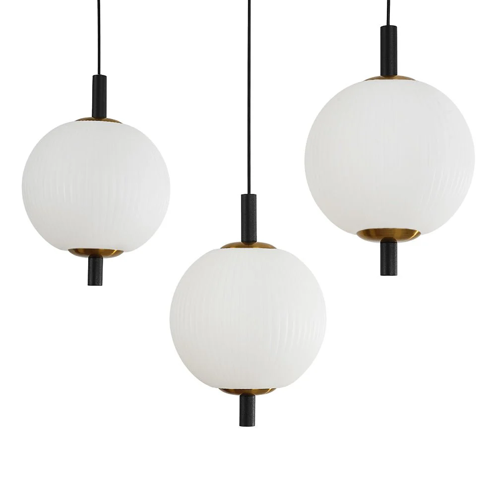 Dimmable LED Frosted Ribbed Glass Globe 5-Light Linear Island Pendant - Image 9